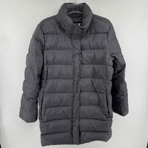 Lands End Gray Down Filled Puffer Coat Jacket Quilted Women's L 14-16 Gorpcore